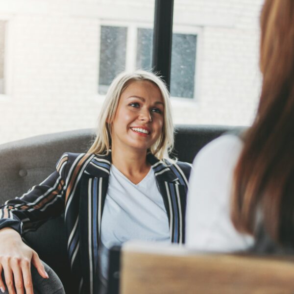 Young woman with psychologist